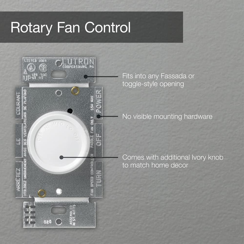 Lutron Rotary On/Off Fully Variable Ceiling Fan Wall Control