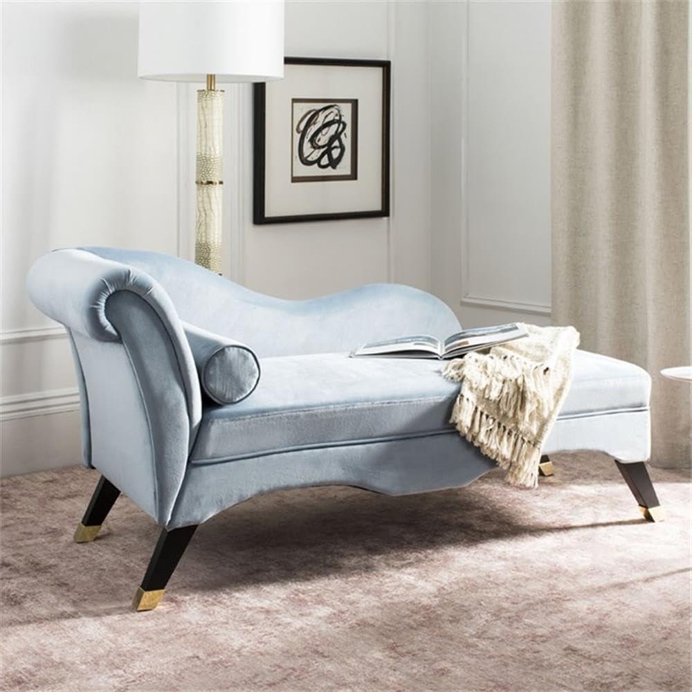 Caiden Chaise - FOX6284 - Slate Blue/Black - Safavieh