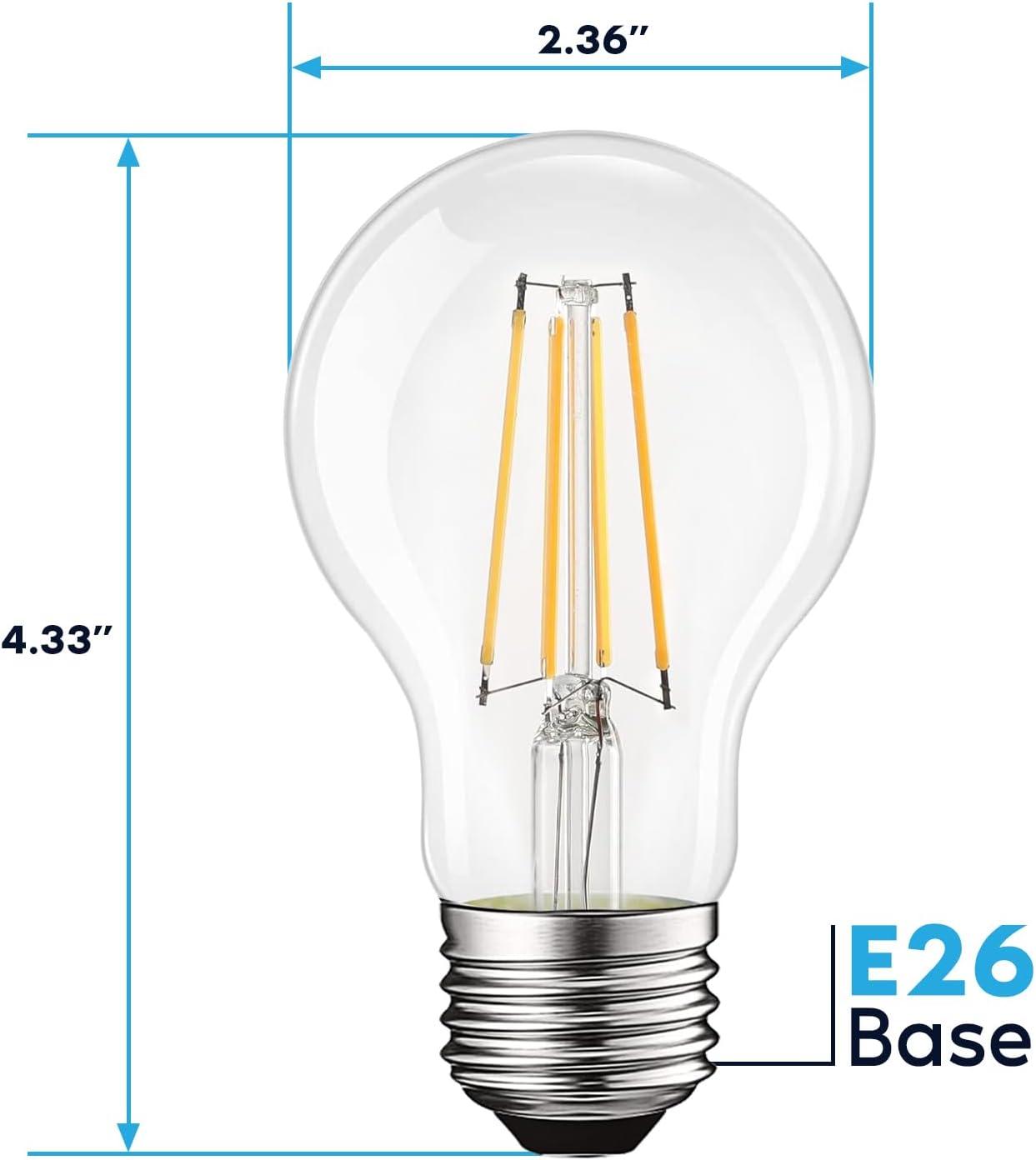 8 Watt (60 Watt Equivalent), Edison A19 LED, Dimmable Light Bulb, E26/Medium (Standard) Base