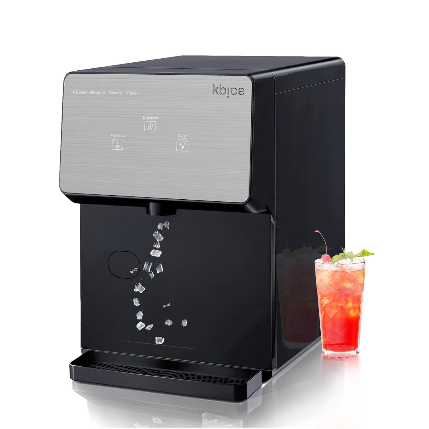 Black Stainless Steel Countertop Nugget Ice Maker with Self-Dispensing