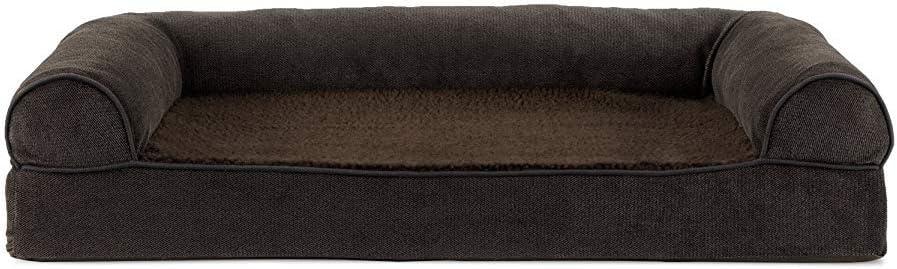 FurHaven Faux Fleece & Chenille Orthopedic Sofa Dog Bed