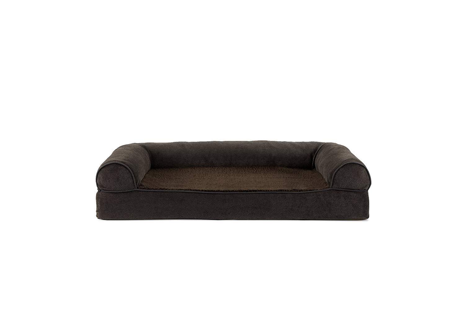 FurHaven Faux Fleece & Chenille Soft Woven Orthopedic Sofa Pet Bed