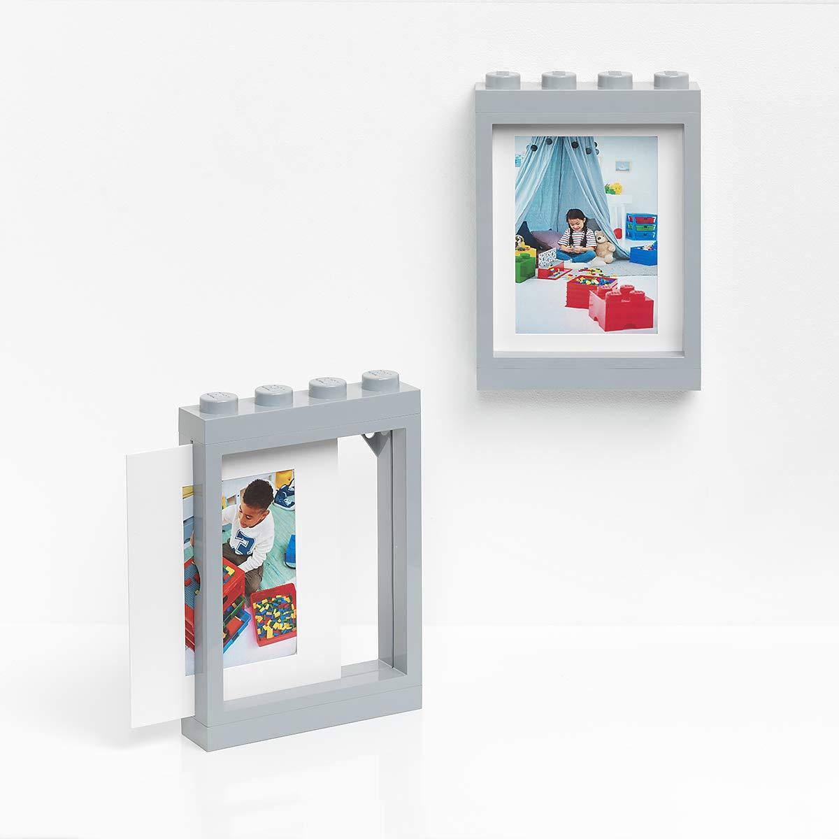 Room Copenhagen Lego Picture Frame - Stackable, Tabletop or Wall Display Photo Frame - Grey