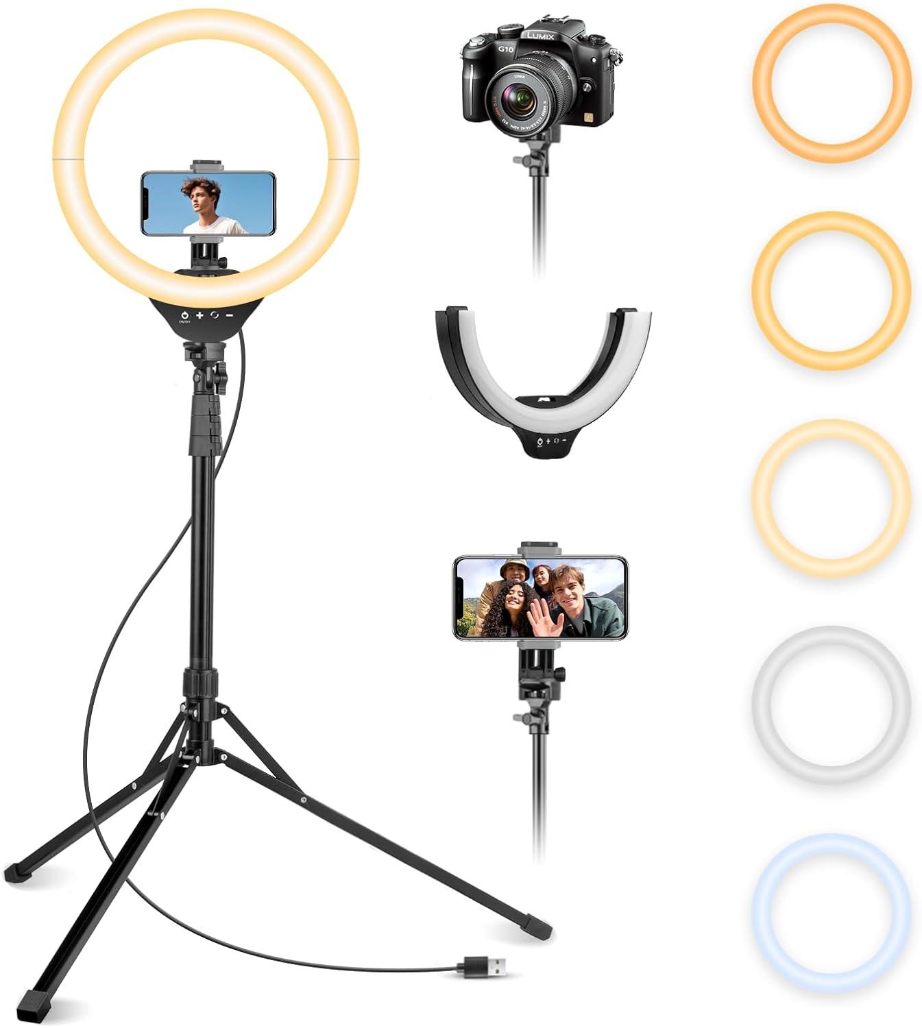 Aureday 14'' Dimmable LED Ring Light with 62'' Tripod Stand