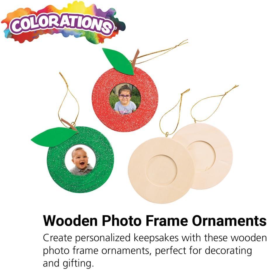 Colorations Wooden Photo Frame Ornaments - Set of 12