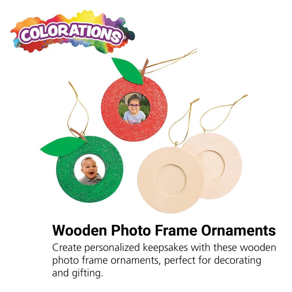 Colorations Wooden Photo Frame Ornaments - Set of 12
