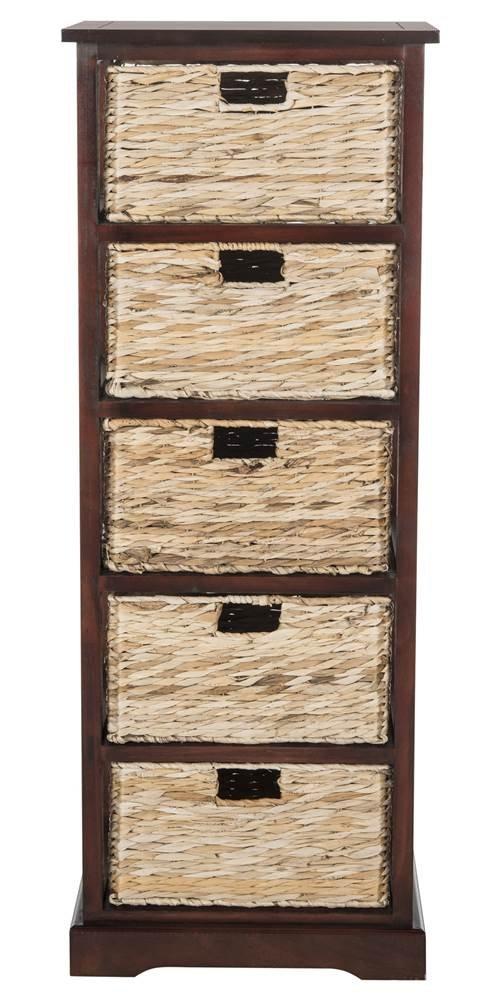 Vedette 5 Wicker Basket Storage Tower - AMH5739 - Cherry - Safavieh Couture