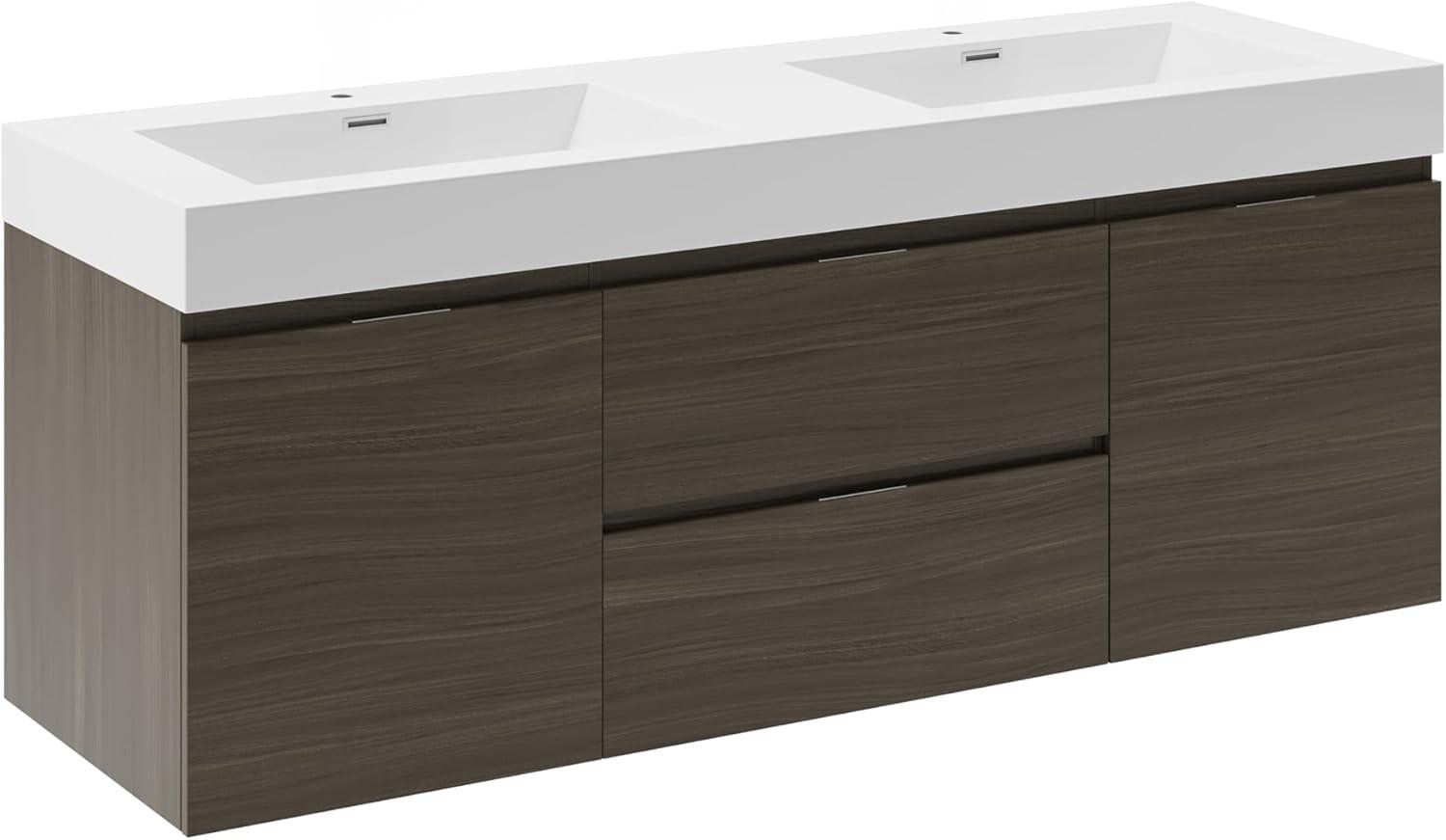 Fresca Valencia 60" Wall Mount Double Sink Bathroom Vanity with Top and Sinks (Faucets Not Included)