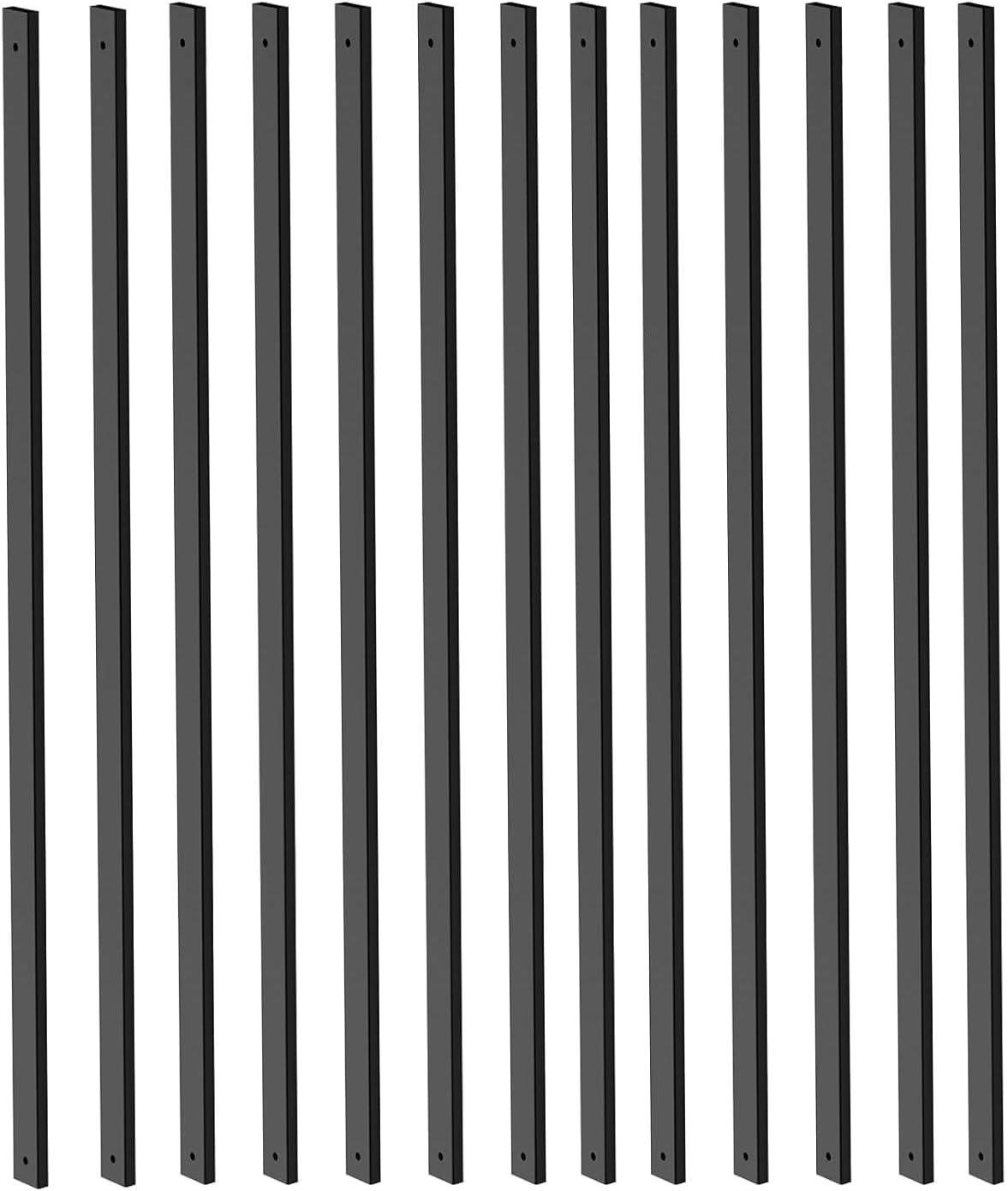 25 Pack Rectangle Staircase Balusters, 36" Black Metal Deck Spindle and Stairs Railing, Hollow Rectangle Deck Balusters for Porch Railing