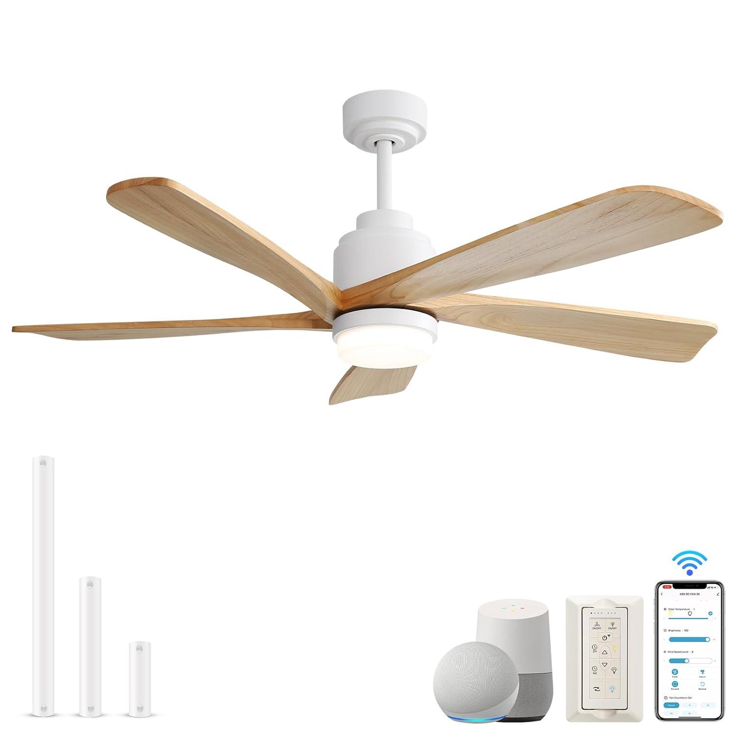 Sofucor Sofucor 52" 5-Solid Blade Smart Modern Ceiling Fan with LED Light，Remote