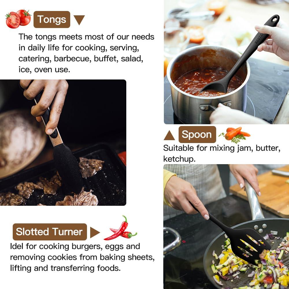 Kitchen Utensil Set - 11 Cooking Utensils - Colorful Silicone Kitchen Utensils - Nonstick Cookware with Spatula Set - Colored Best Kitchen Tools Kitchen Gadgets(Multi)