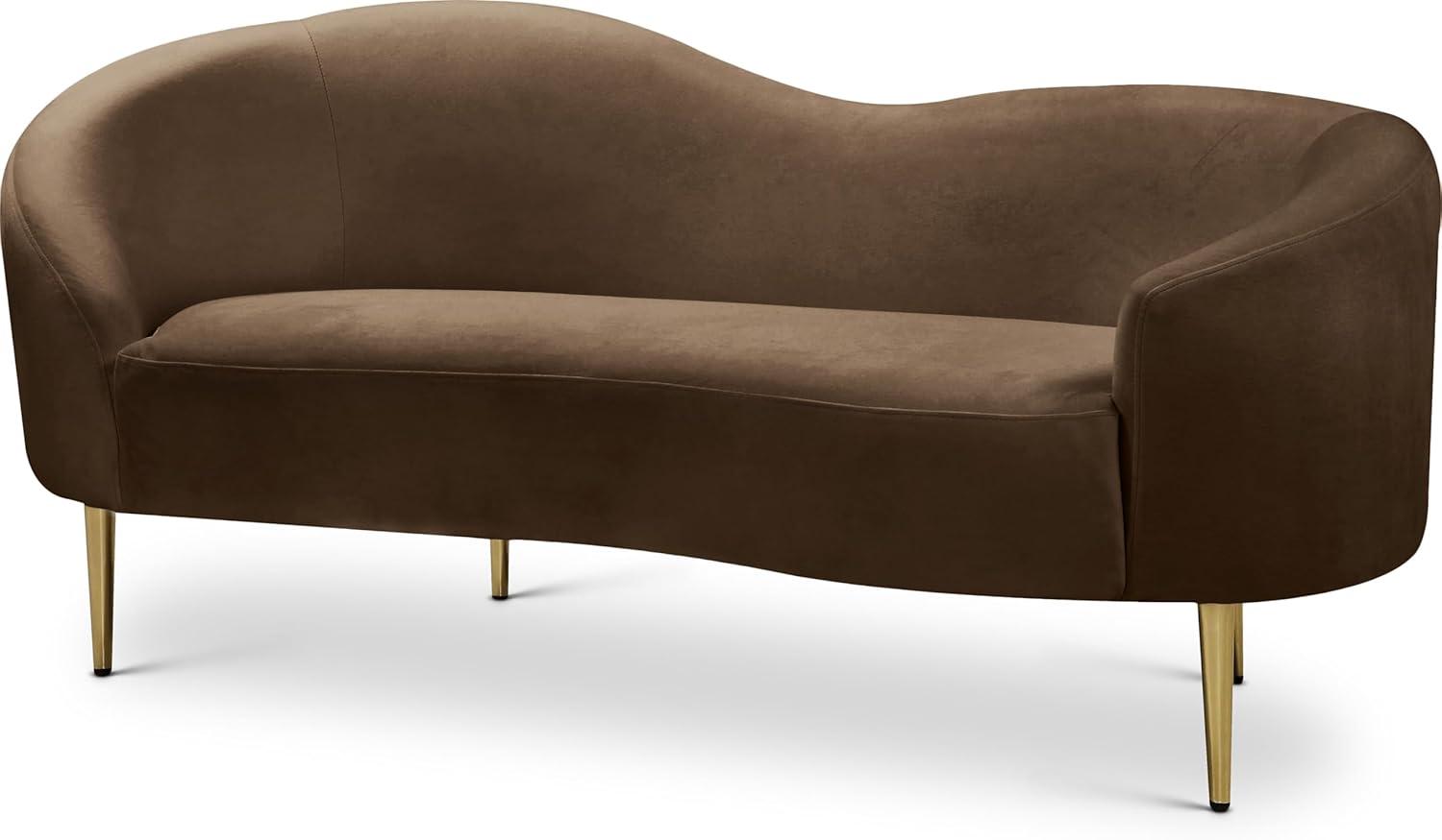 Meridian Furniture Ritz Brown Velvet Loveseat