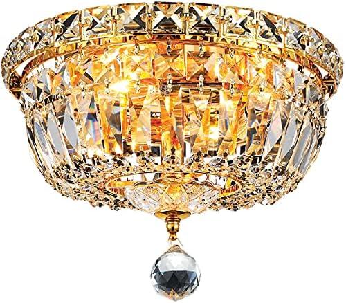 Elegant Lighting Tranquil 10" 4 Light Royal Crystal Flush Mount