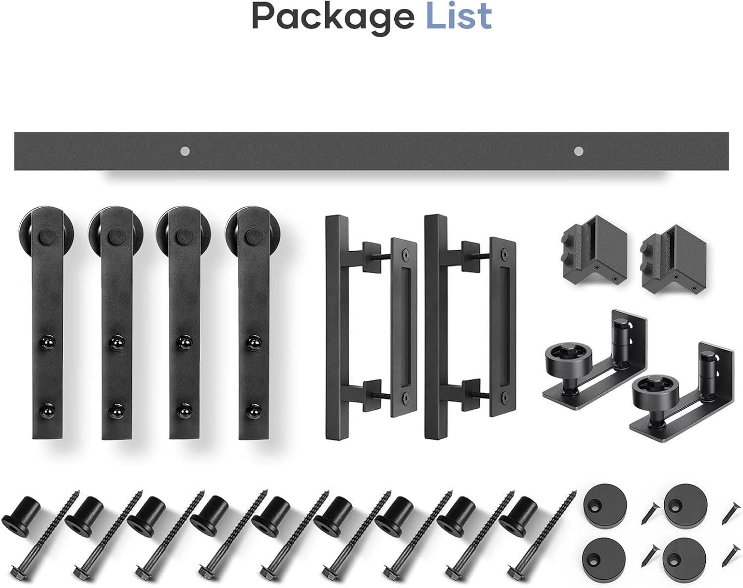 Heavy Duty Black Iron Sliding Barn Door Hardware Kit