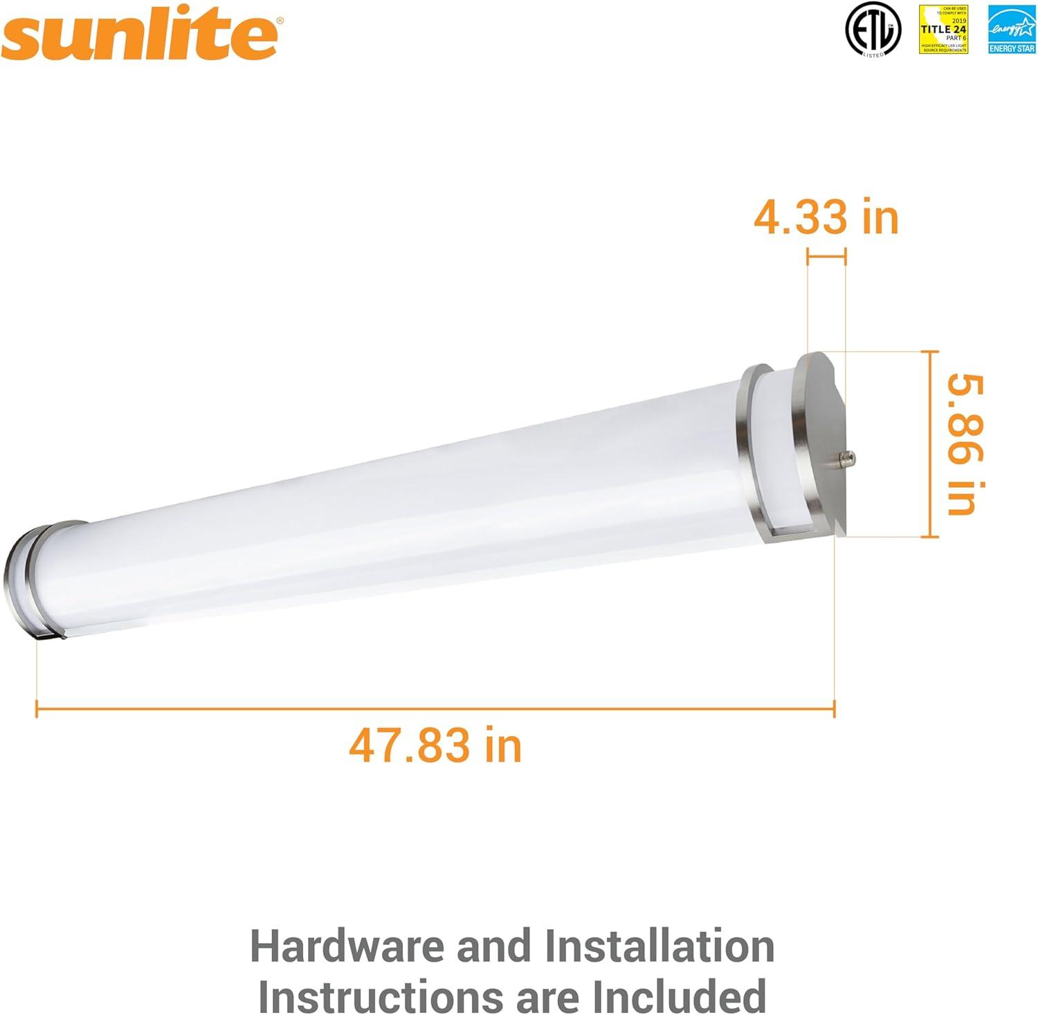 Sunlite 81493 48-Inch Linear LED Bar Vanity Fixture, Power Selectable 28W/35W/40W, 100-277V, 4048 Lumens, Color Selectable 30K/40K/50K, 90 CRI, Dimmable, ETL Listed, Energy Star, Title-24 Compliant