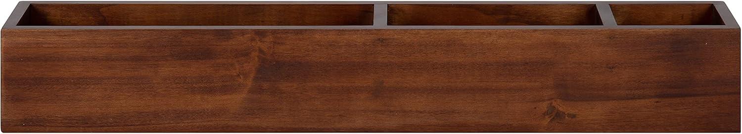 Walnut Brown Wooden Wall Pocket Shelf with Three Compartments