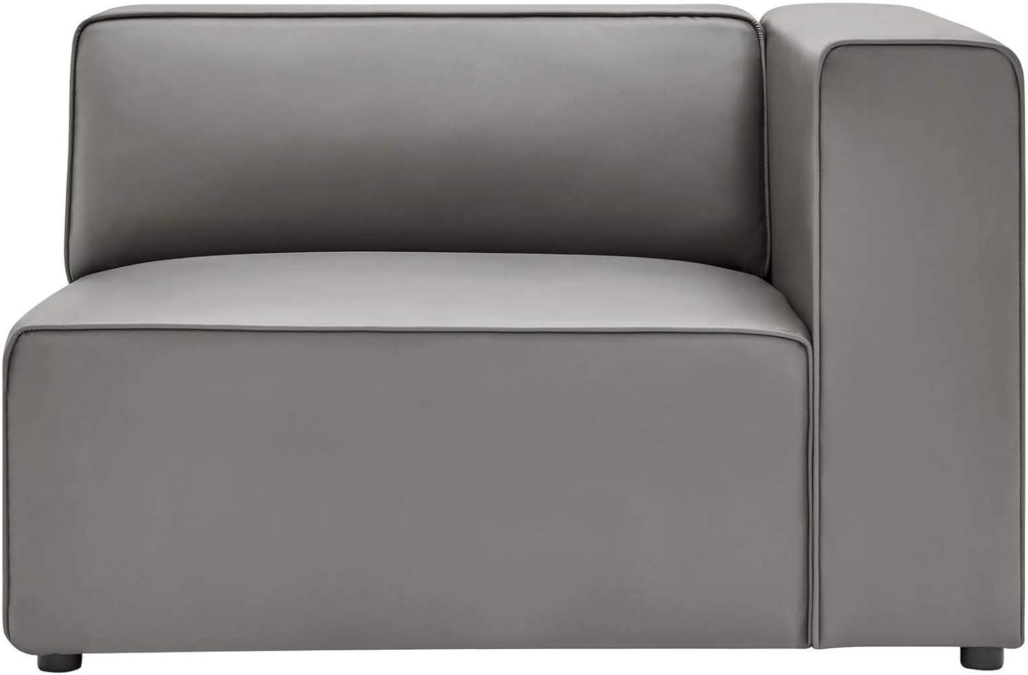 Mingle Vegan Leather Right Armchair Gray - Modway: Contemporary Modular Lounge Furniture, No Assembly Required