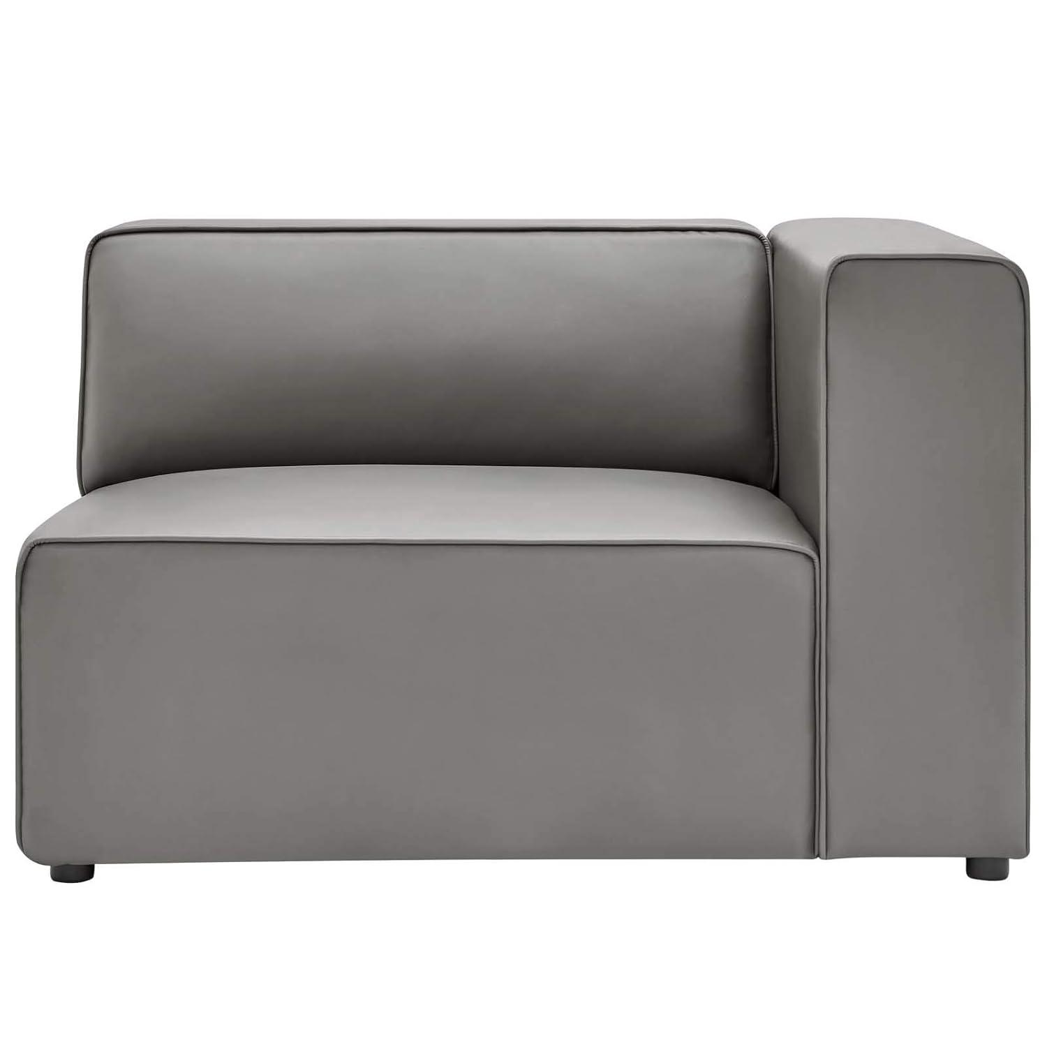Mingle Vegan Leather Right Armchair Gray - Modway: Contemporary Modular Lounge Furniture, No Assembly Required