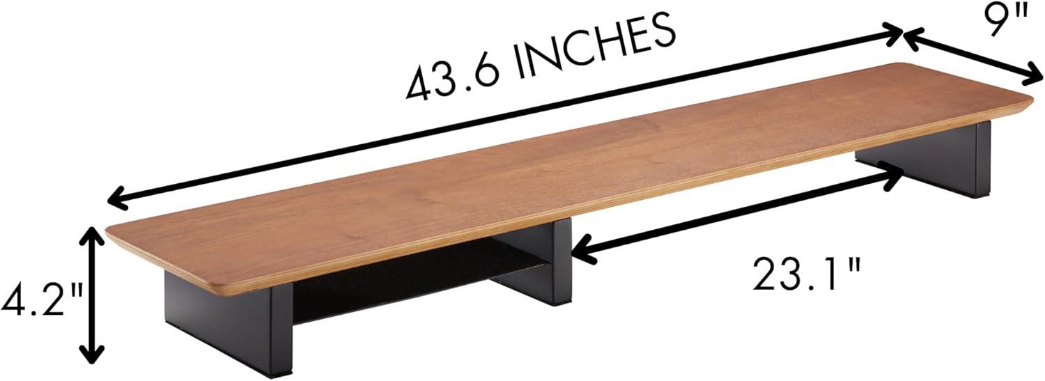 Walnut Monitor Stand for Desk (44 Inch) Large Monitor Stands for 2 Monitors, Desk Shelf for Top of Desk Walnut Monitor Shelf