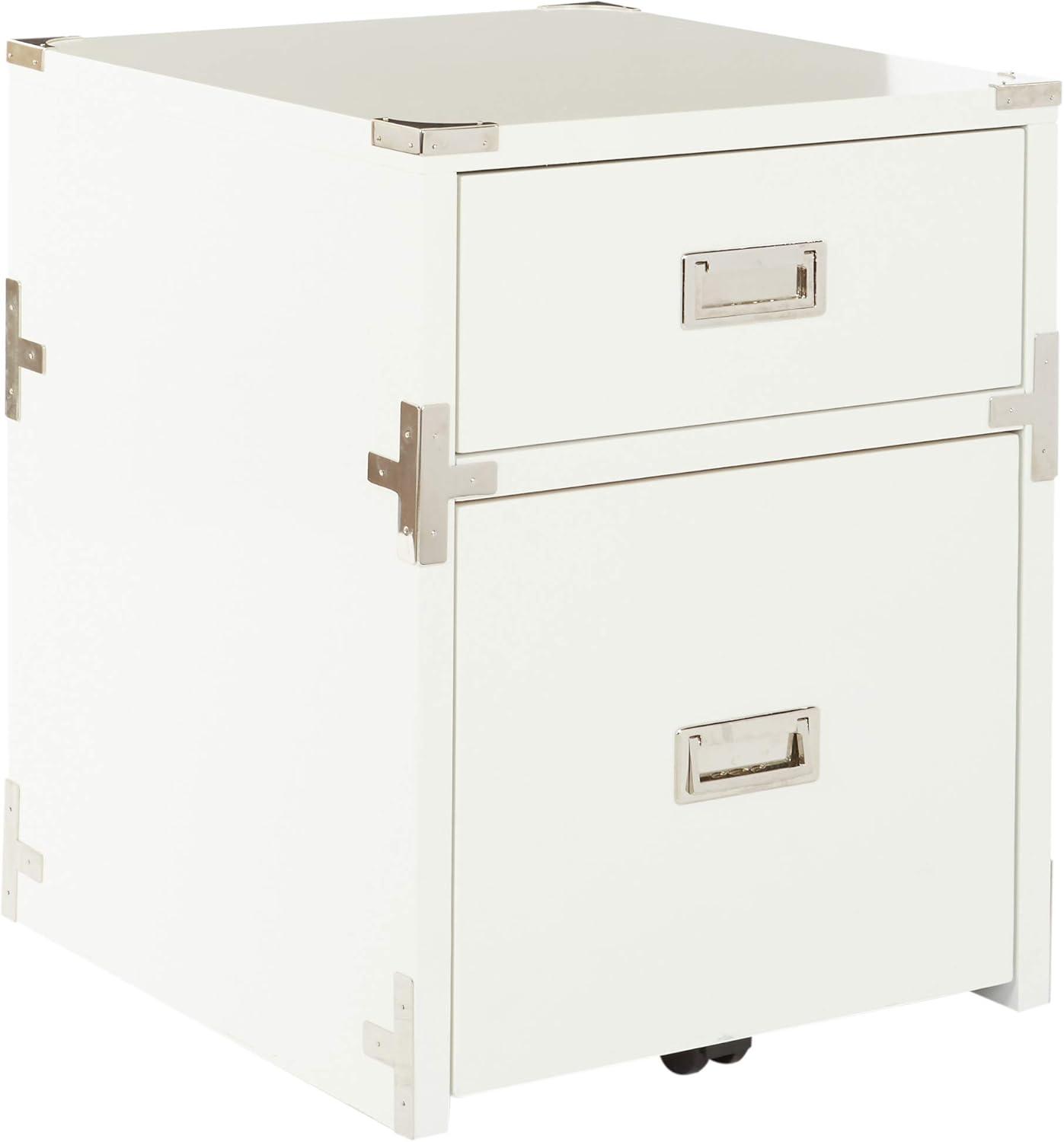 Wellington White 2-Drawer Campaign Style File Cabinet