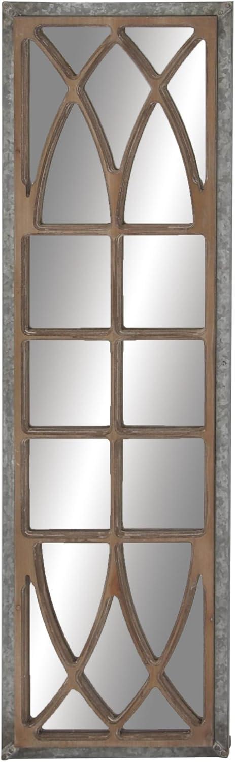 Rustic Rectangular Wood and Silver Wall Mirror