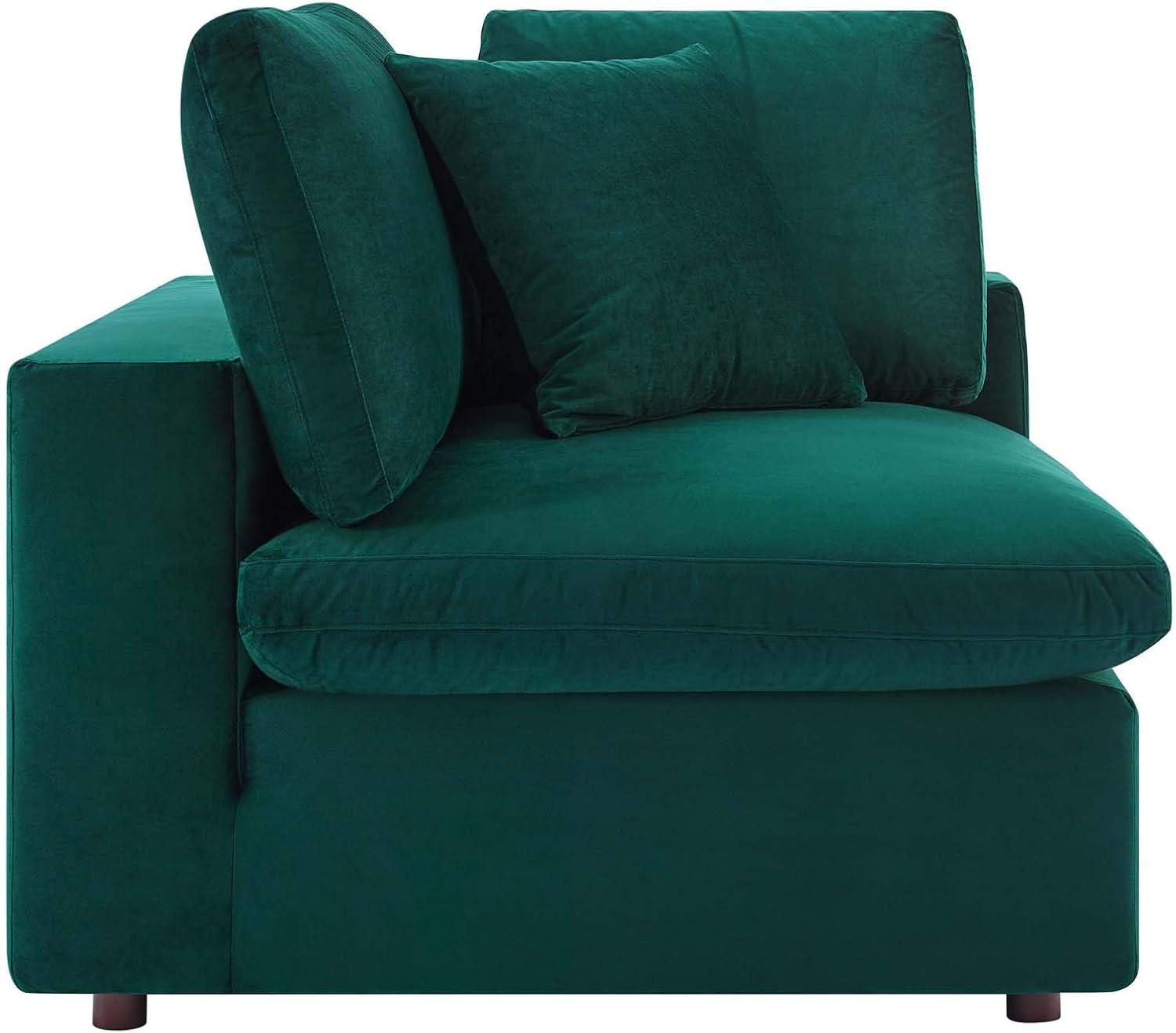 Modway Commix 4-Piece Performance Velvet Sectional Sofa in Green