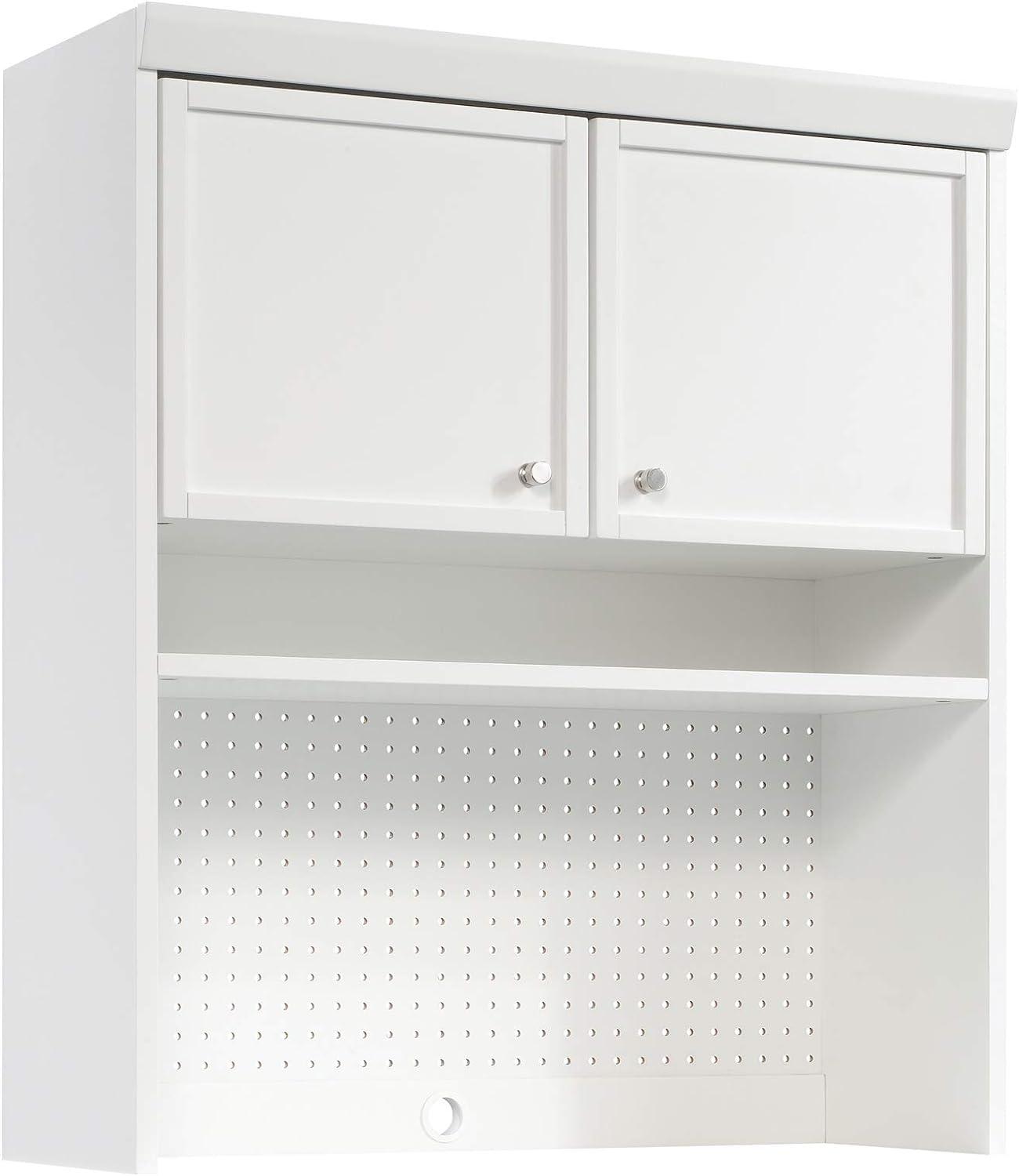 Craft Pro Series Hutch White - Sauder: Adjustable Shelf, Pegboard Back, Enclosed Cord Access