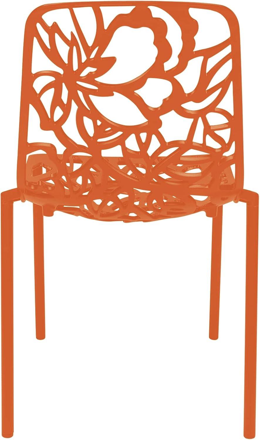 LeisureMod Devon Modern Aluminum Outdoor Stackable Dining Chair Set of 2 with Weather-Resistant Finish, Durable Frame for Patio, Garden, or Poolside