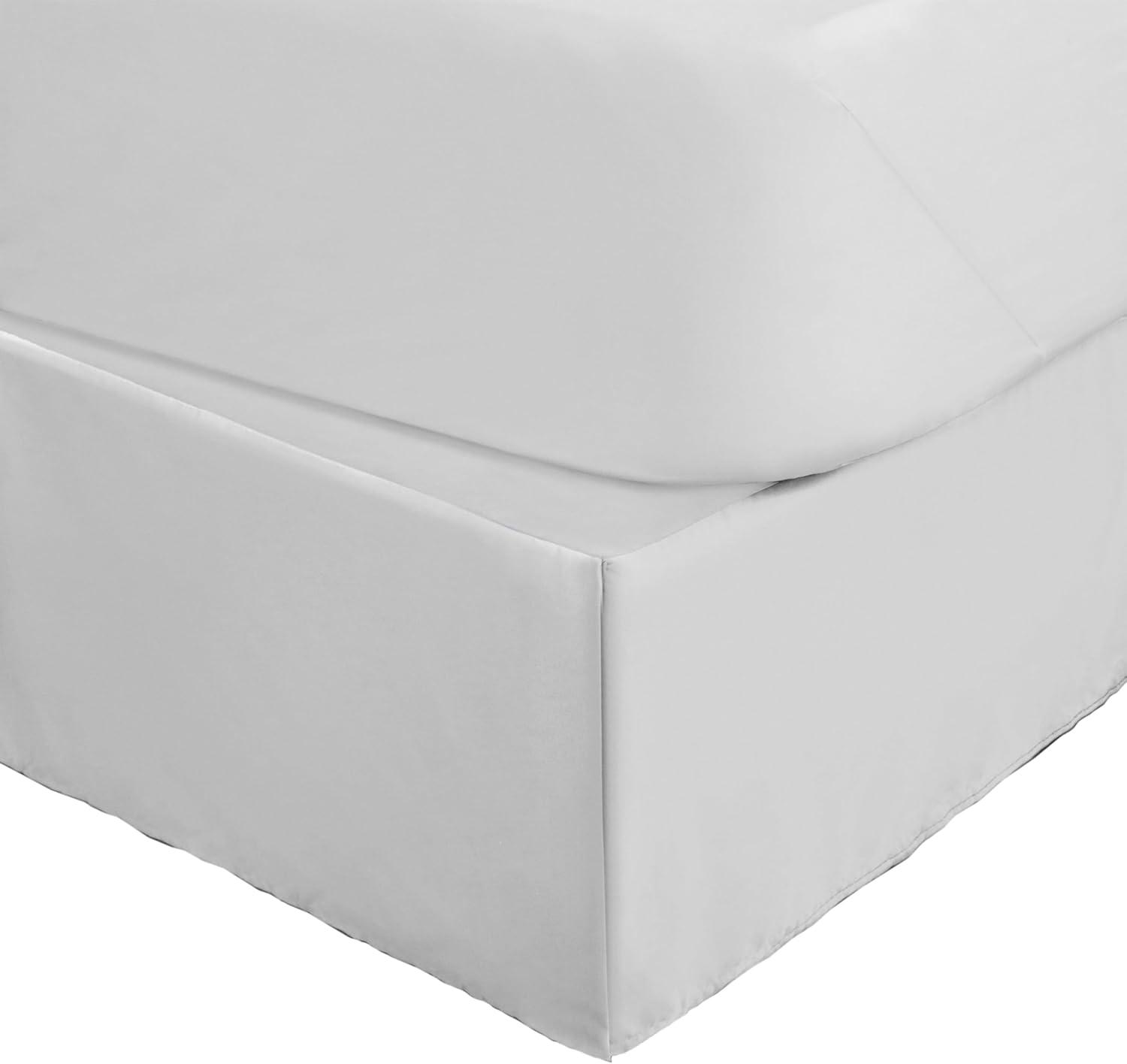 Martex Queen Inverted Pleat Bedskirt - 15” Drop - Hotel Luxury Style - Easy Care Microfiber - White