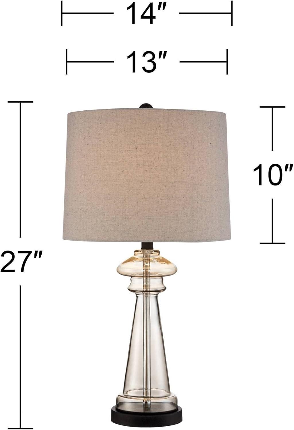 Elegant Champagne Gold Glass Table Lamp with Taupe Drum Shade