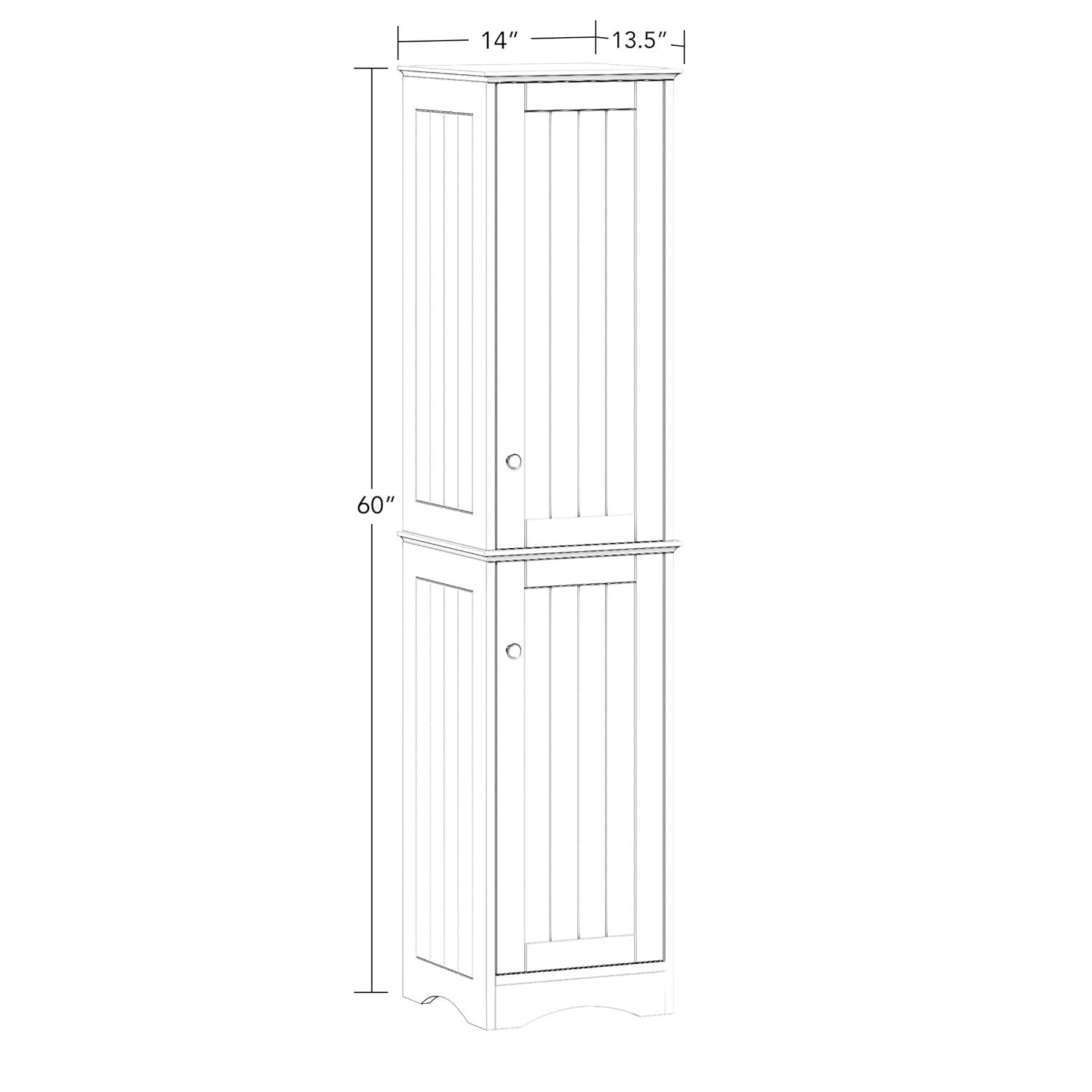 RiverRidge Home RiverRidge Ashland Two-Door Tall Bathroom Storage Cabinet and Linen Organizer with Adjustable Shelves - White