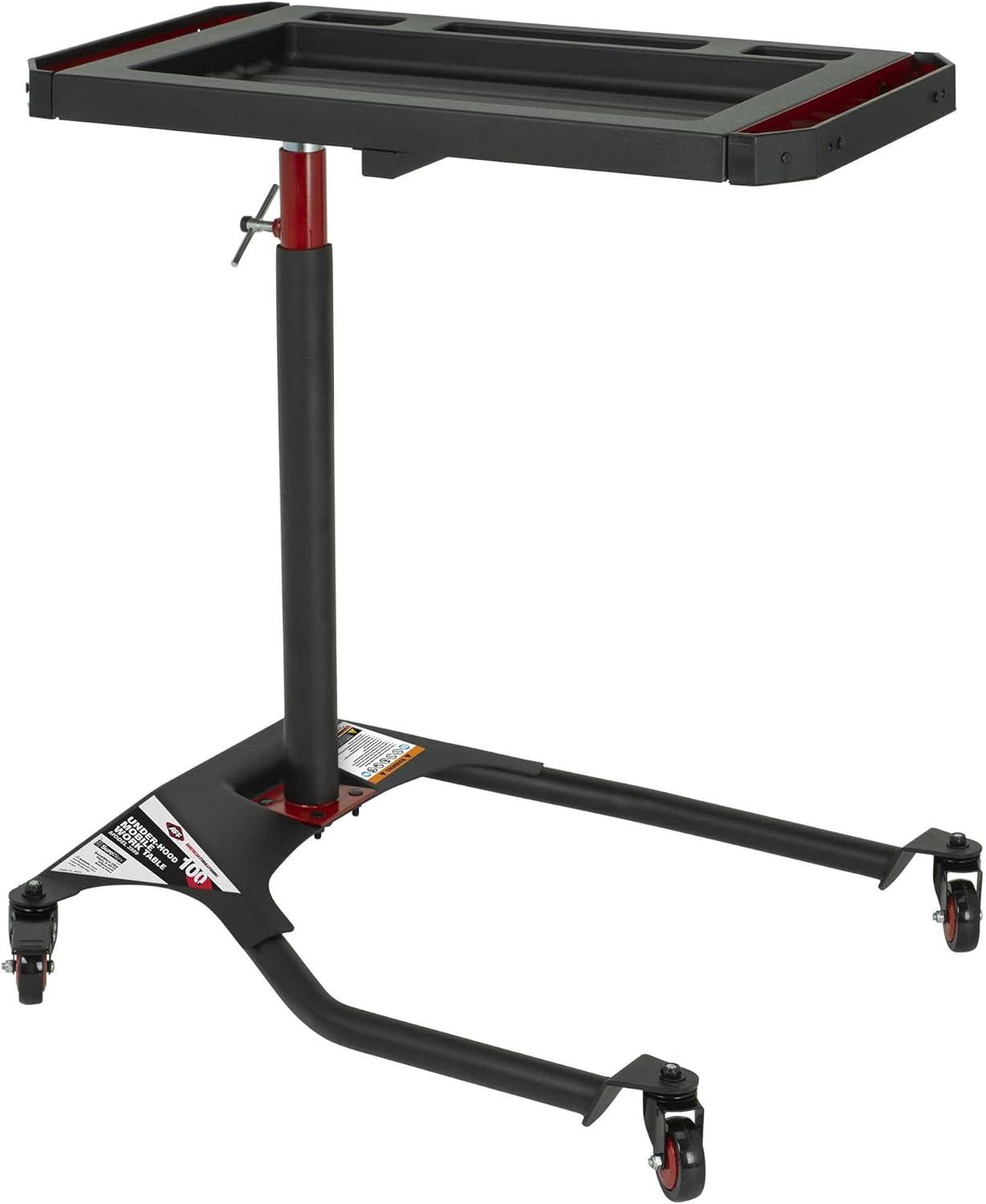 Adjustable Black and Red Alloy Steel Mobile Work Table