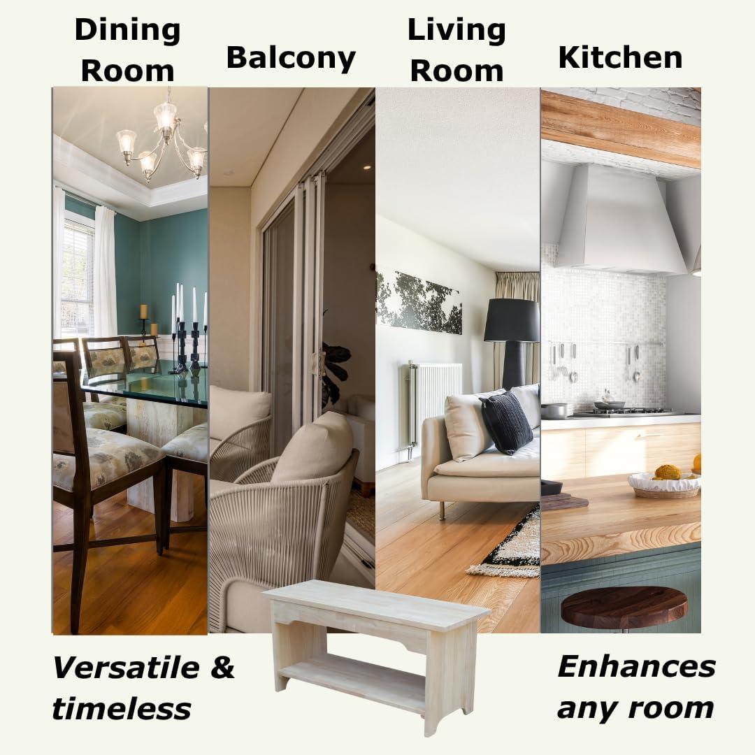 36" Brookstone Bench - International Concepts: Solid Wood, Unfinished, Rectangular Shape, Seats 2