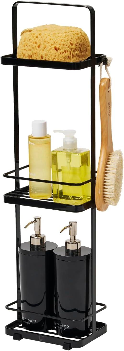 Tower Yamazaki Home Wire Standing Shower Caddy With Bath Shelf Baskets, Tall, Steel, Water Resistant