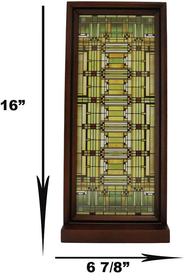 Frank Lloyd Wright Oak Park Stained Glass Wall Plaque with Wooden Frame