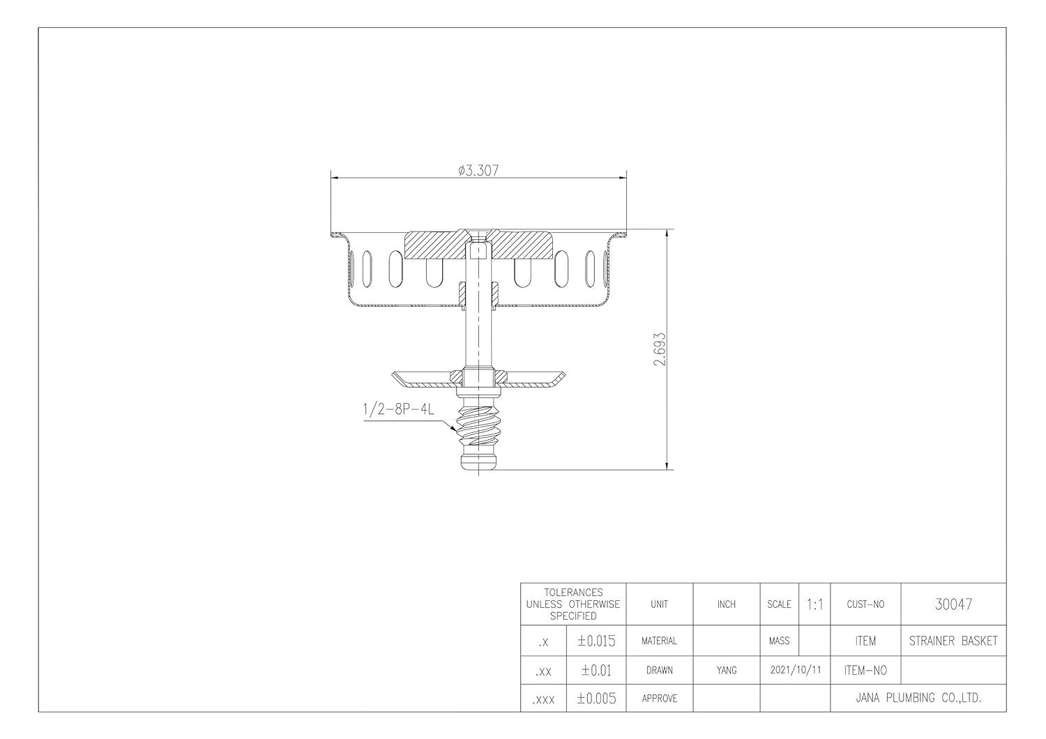 Replacement Stainless Steel Strainer Basket with Post