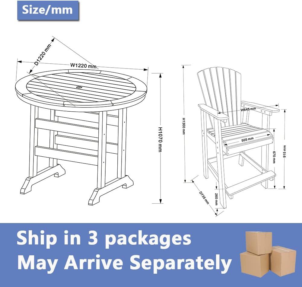 Ceballos Patio Bar Table Set High Top Outdoor Table And Chairs Set Of 5 Bar Table & Stools Set With Tall Adirondack Chairs Set For 4