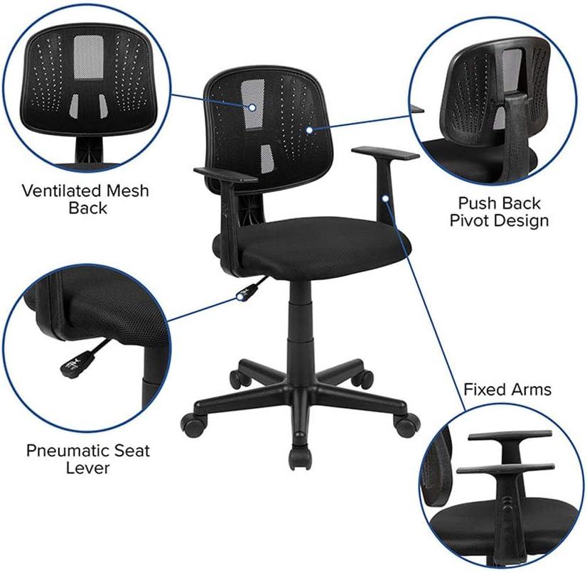 Flash Furniture Flash Fundamentals Mid-Back Mesh Swivel Task Office Chair with Pivot Back and Arms