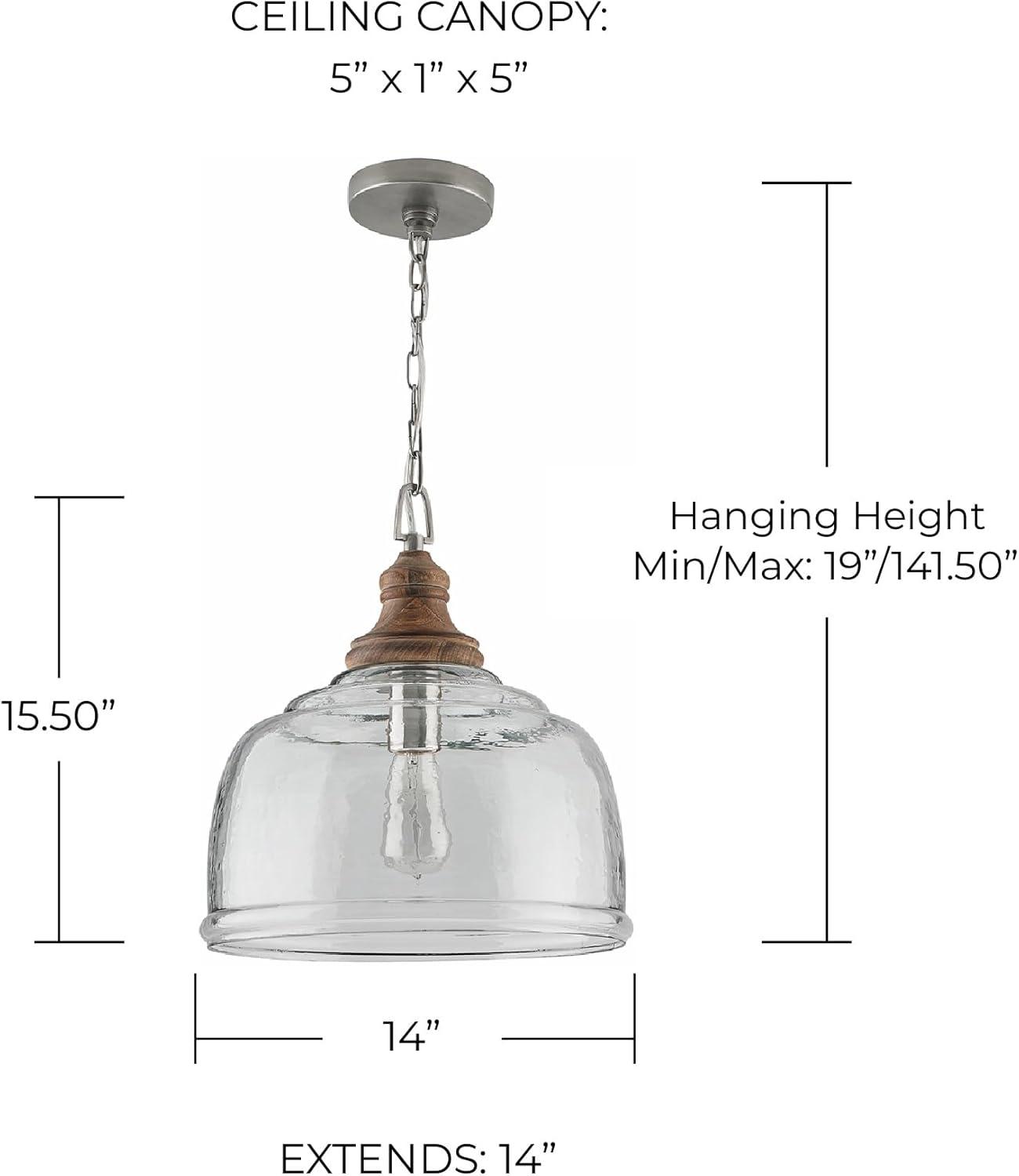 Capital Lighting Wood and Glass Bell Pendant Light - 330318GY