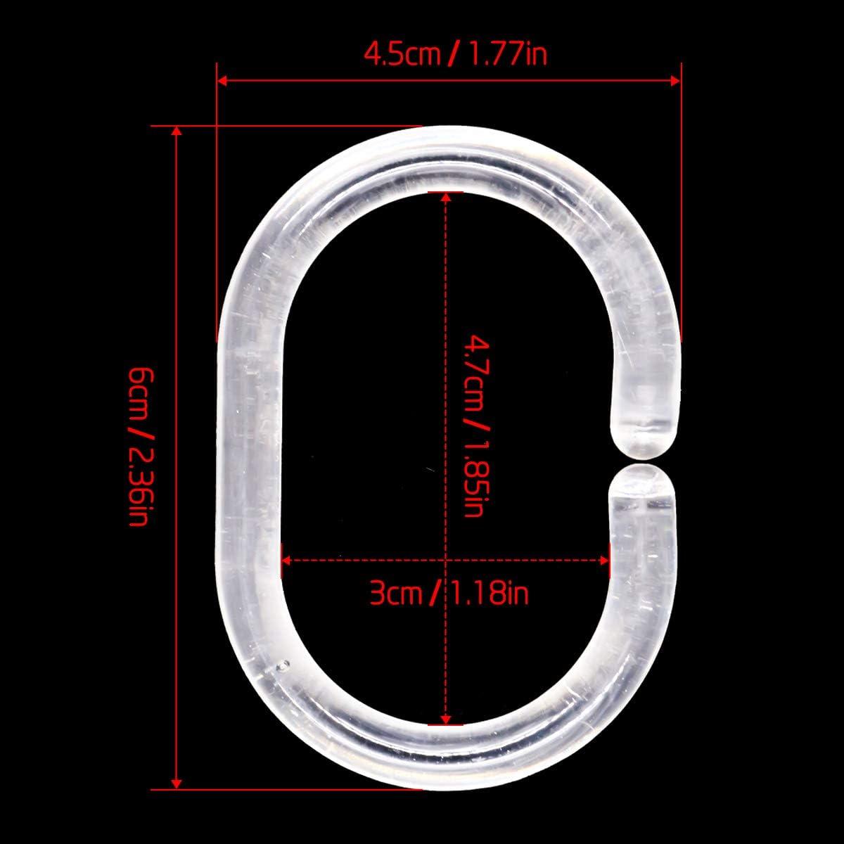 24 PCS Plastic Shower Curtain Rings, Shower Curtain Hooks for Bathroom, C Type Ring Hook for Shower Curtain, Plastic Shower Curtain Rings(Transparent)