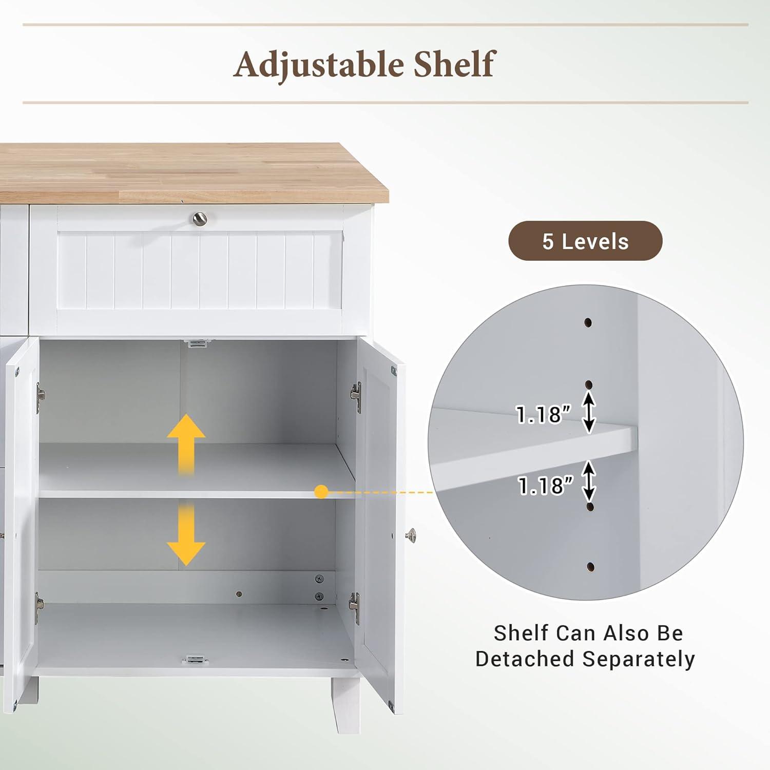 Bellemave Kitchen Island with 2 Seating, Solid Wood Dining Table with Drop Leaf Design, Kitchen Bar Table with Stools 3 Piece Dining Table Set with Storage Cabinet, Drawers and Towel Rack (White)