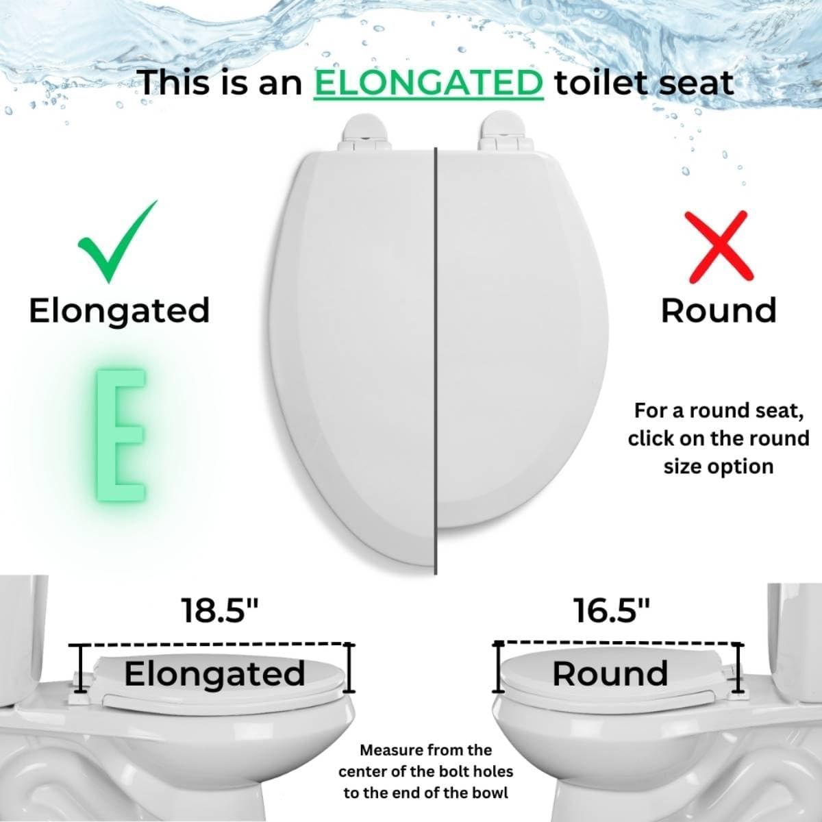 White Elongated Plastic Toilet Seat with Safety Close