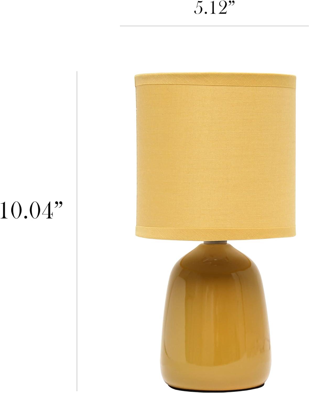 10.04" Traditional Ceramic Thimble Base Bedside Lamp with Fabric Shade - Simple Designs: For Kids Bedroom & Office Desk
