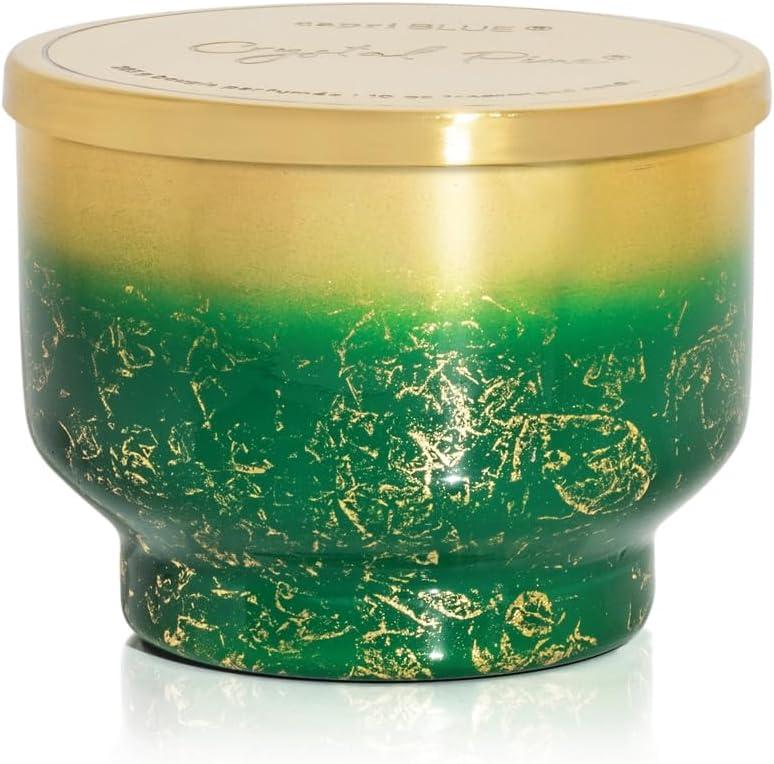 Emerald Green and Gold Crystal Pine Scented Soy Candle, 10 oz