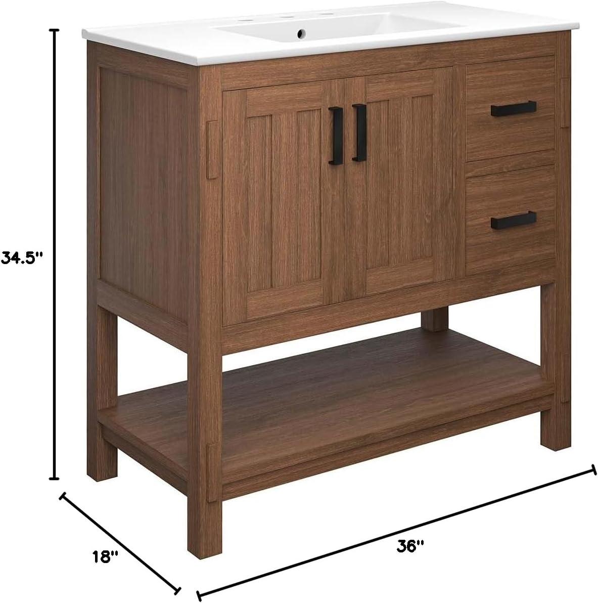 Modway Ashlyn 36'' Free Standing Single Bathroom Vanity with Ceramic Top