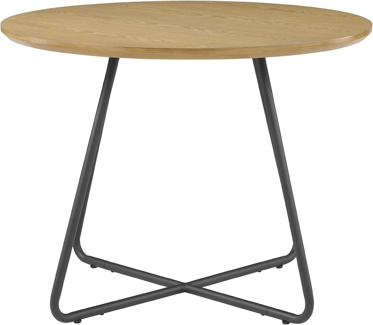 40" Modern Veneer and Metal Round Dining Table - Ash