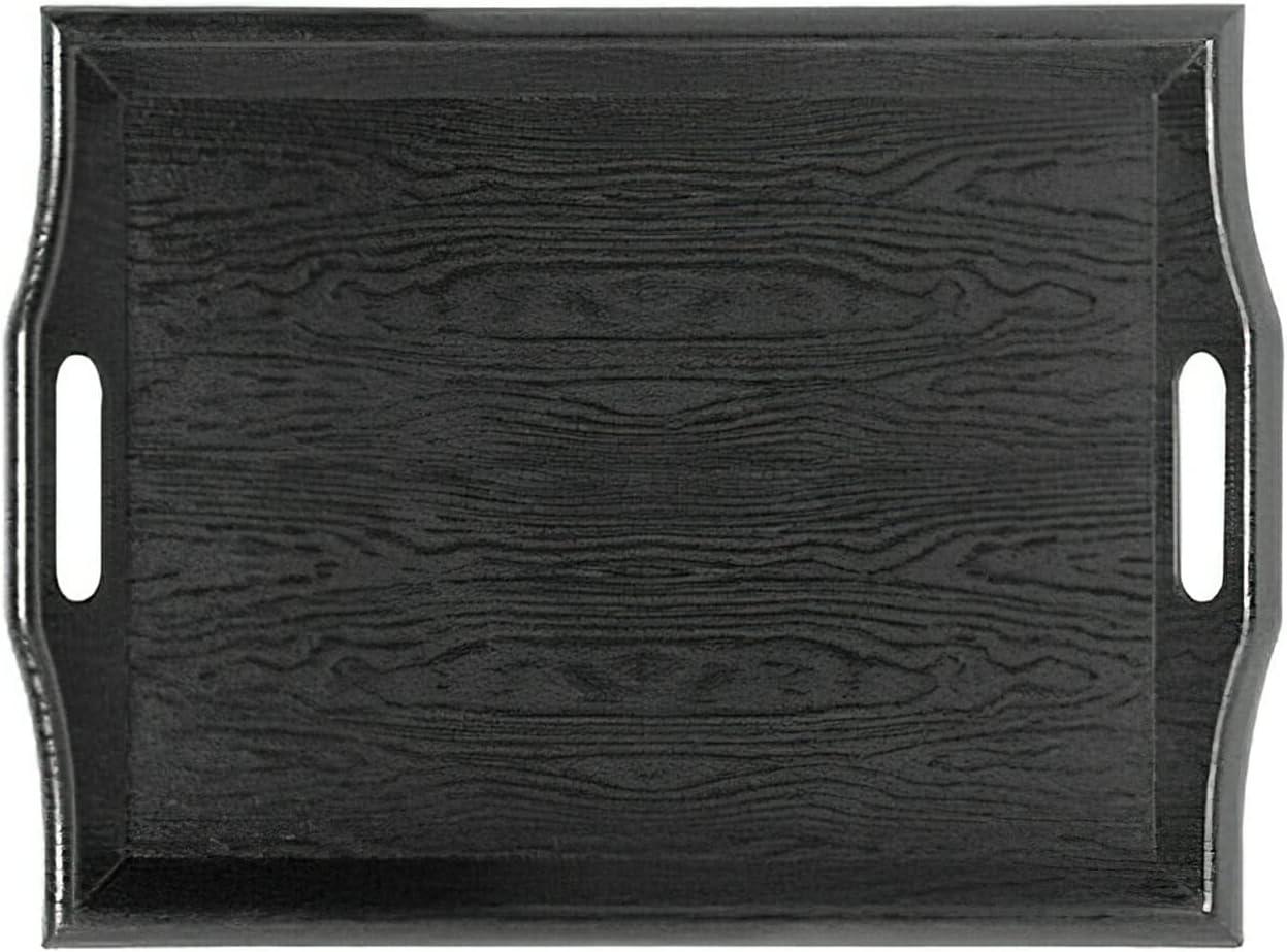 Black Textured Plastic Room Service Tray with Handles