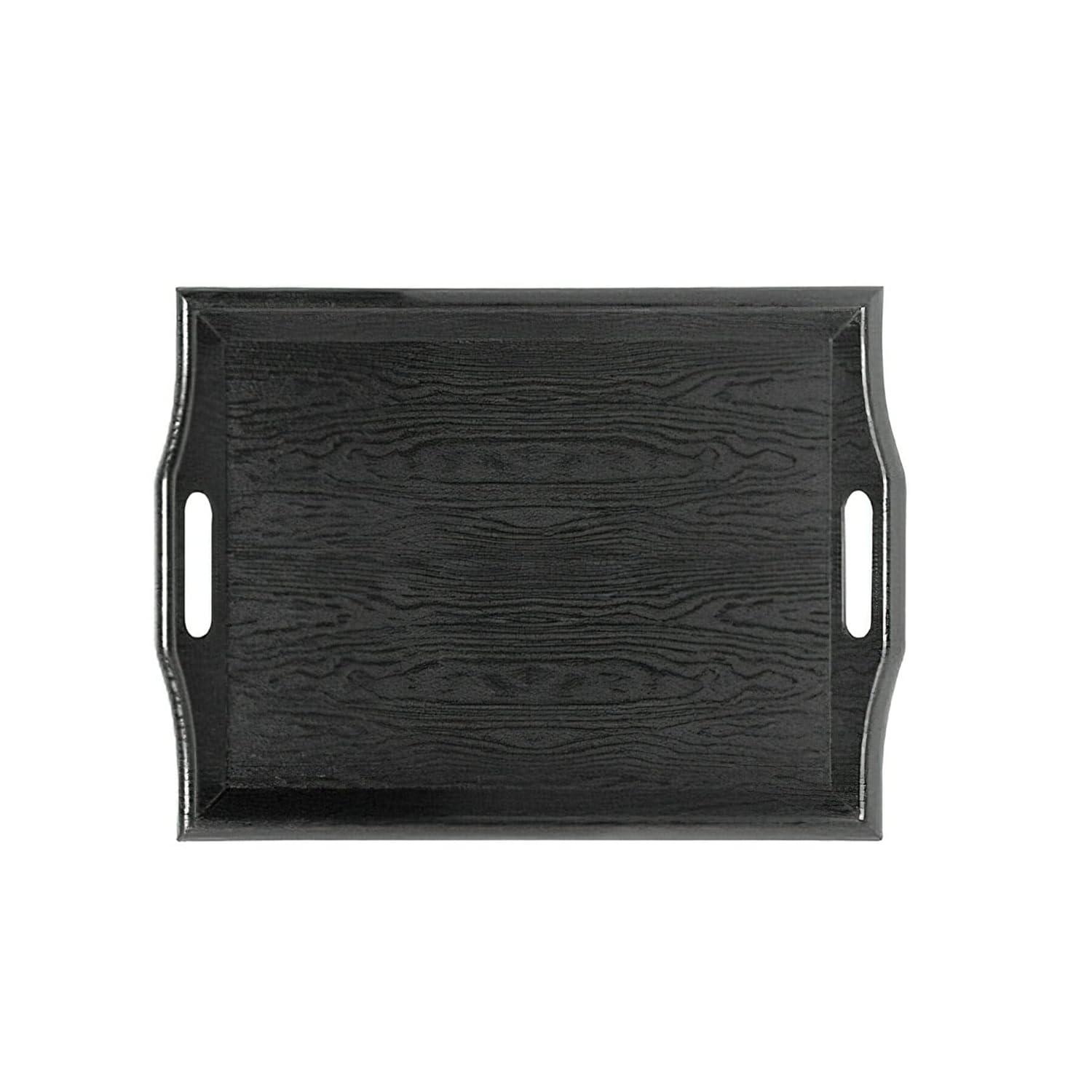 Black Textured Plastic Room Service Tray with Handles