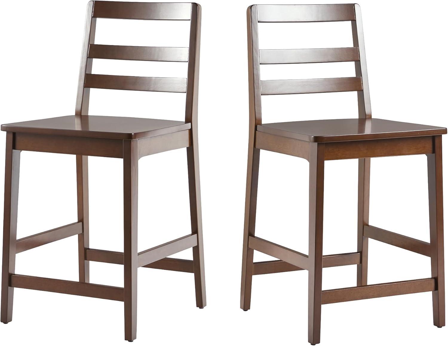 Walker Edison Modern Solid Wood Counter Stool, Set of 2, Walnut