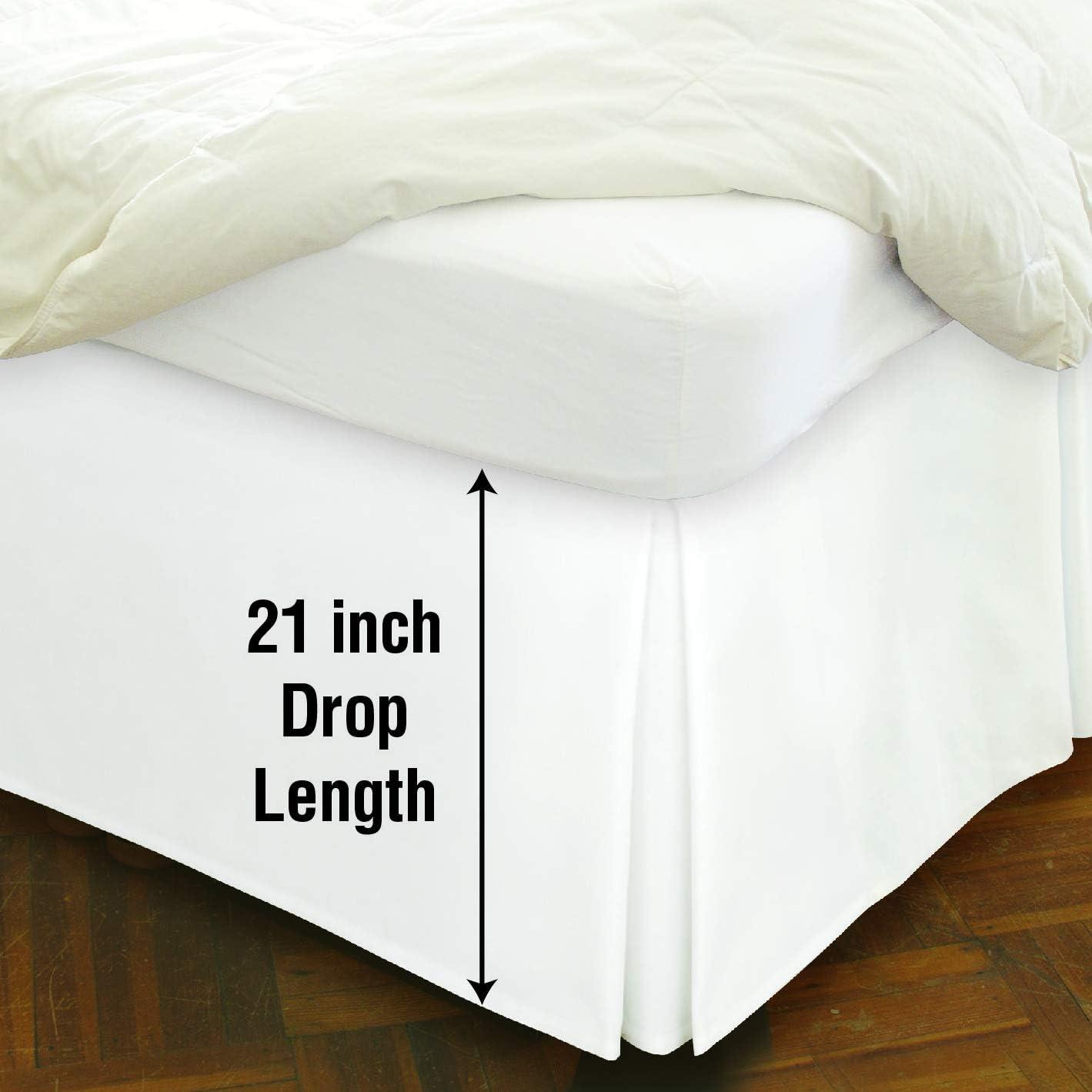 White Polyester Queen Bed Skirt with Split Corners